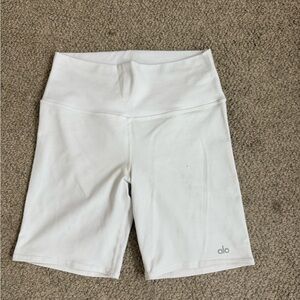 ALO Yoga White High-Rise Bike Shorts